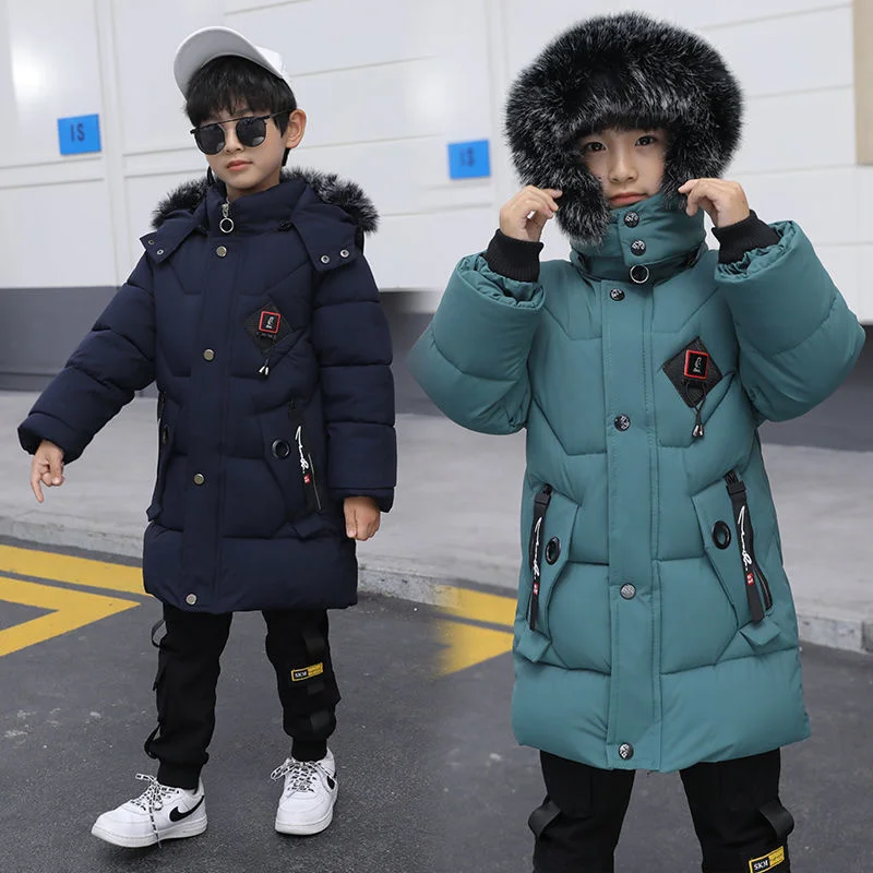 

2023 Children Warm Clothing toddler boy Clothes Teen Down Cotton Padded Winter Jackets Hooded Coat Thicken Outerwear Kids Parka