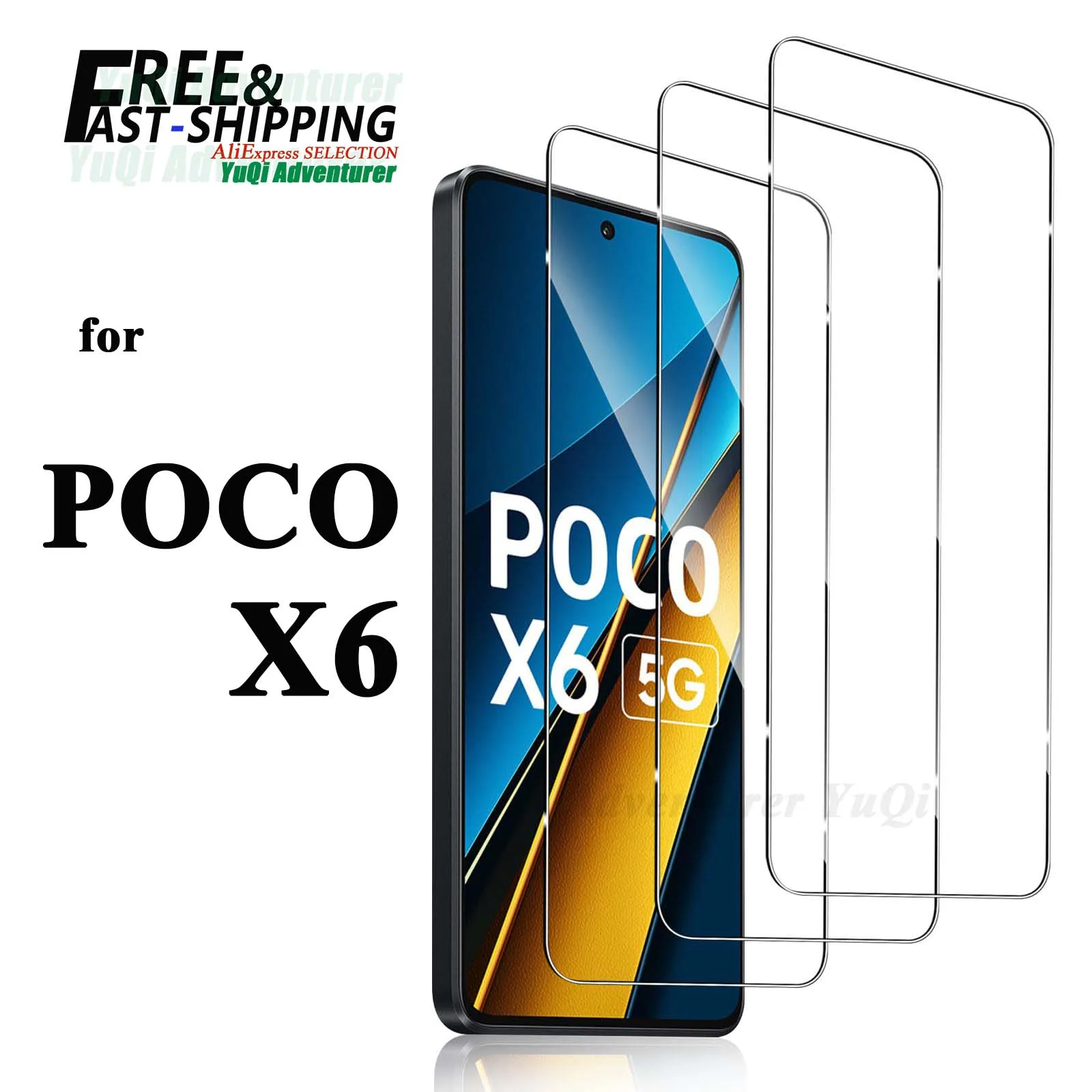 Screen Protector For POCO X6 XIAOMI Tempered Glass High Aluminum 9H HD Clear Transparent Case Friendly