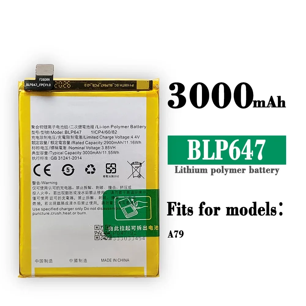 

High Quality Replacement Battery For OPPO A79 BLP647 New Built-in Large Capacity 3000mAh Lithium Batteries + Tools