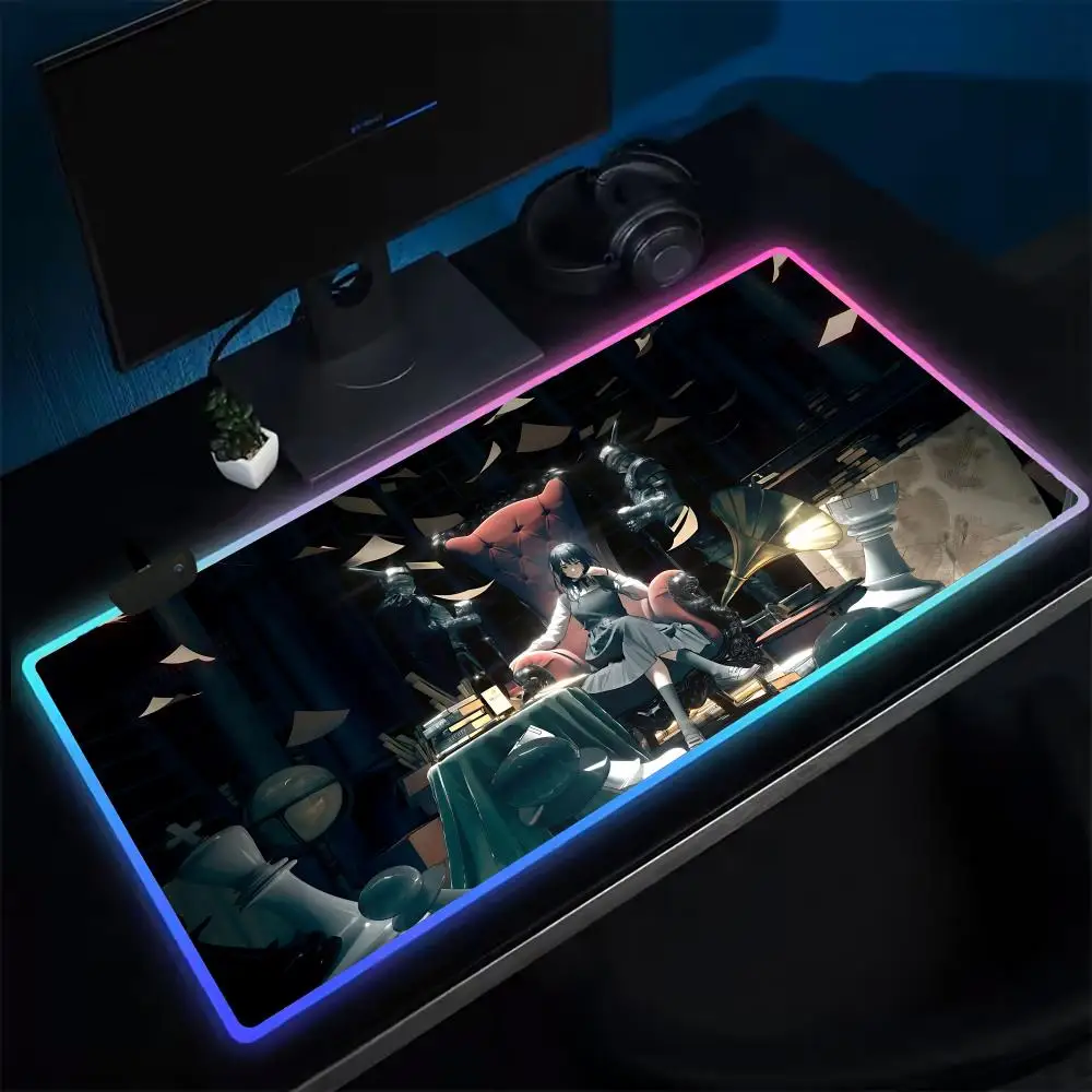 Cartoon W-War D-Devil Mouse Pad Anime Gaming Mouse Pad LED Table Pads Backlit Rubber Desktop XXL RGB Desk Mats