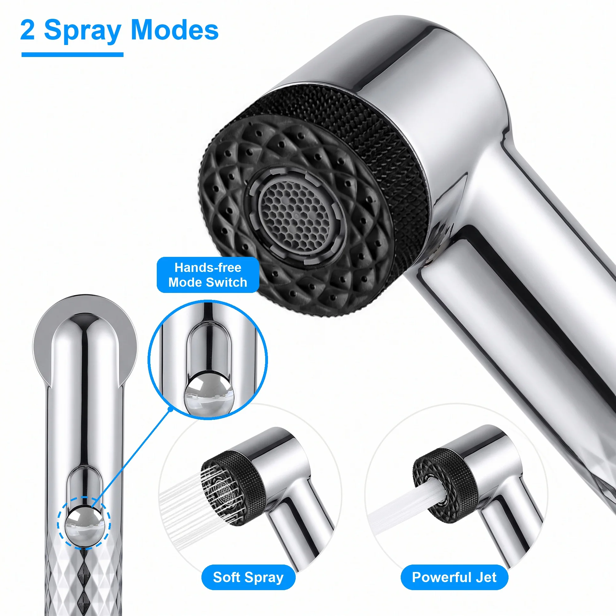 US Handheld Toilet Bidet Sprayer with Wall Bracket Hose Set Stainless Steel Bathroom Floor/Cloth/Diaper Self Cleaning No Punch