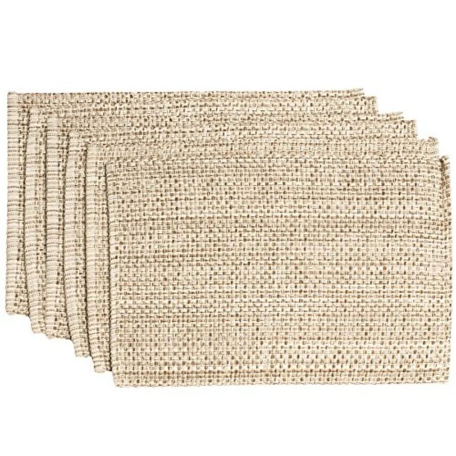 

00% Cotton Placemats for Dining Room Two Tone Woven Fabric 3" x 9" Soft Durable Table Mat Set, Set of