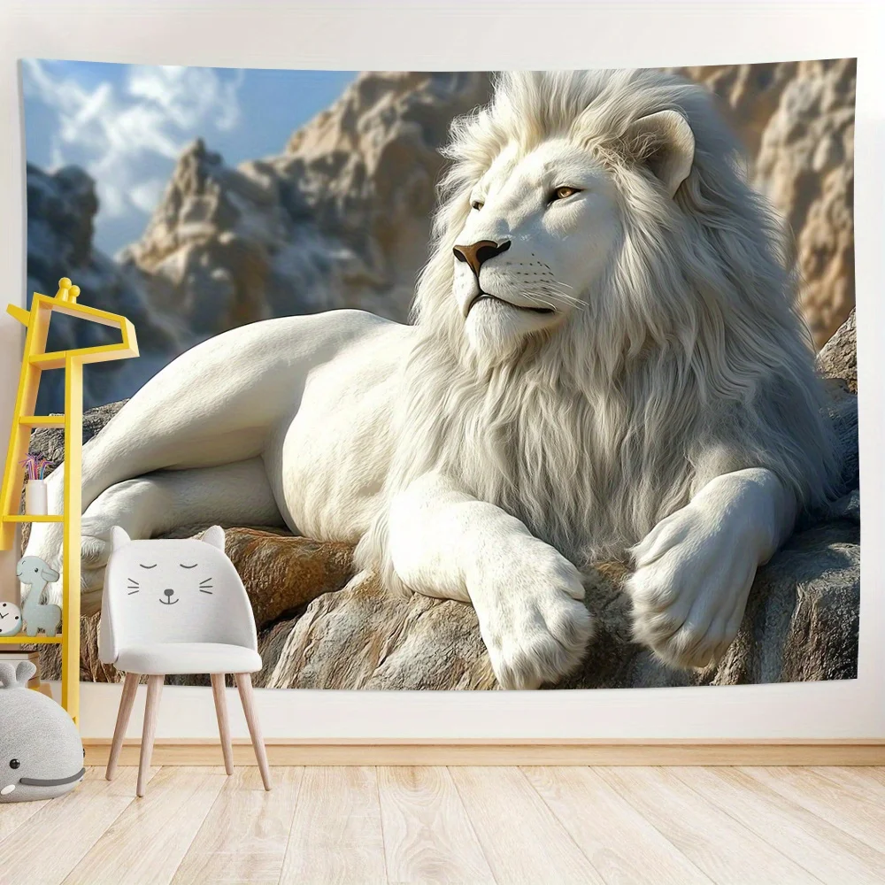 Tapestry Blanket Tapestry Anime White Lion Home Decor Nature Elegance Living Space 128 characters