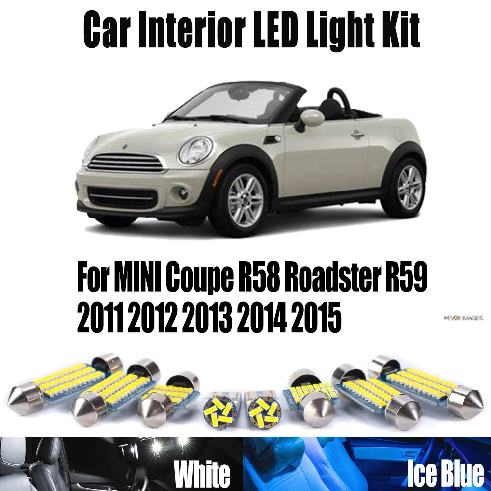 

10Pcs Canbus For MINI Coupe R58 Roadster R59 2011- 2014 2015 Car Reading Bulbs Accessories LED Interior Door Map Dome Light Kit