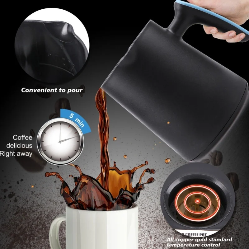 500ml Coffee Pot Stainless Steel Electric Kettle Thermal Coffee Maker For Office 220V EU Plug