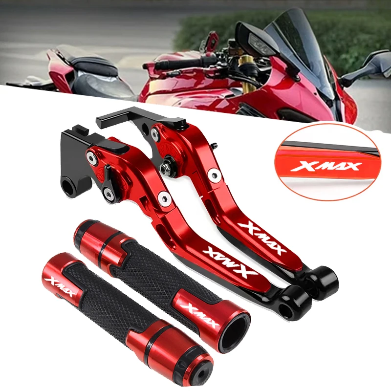 Fit For X-MAX XMAX 125 200 250 400 X MAX125 2010 2011- 2012 - 2013 Motorcycle CNC Adjustable Brake Clutch Levers Handlebar grips