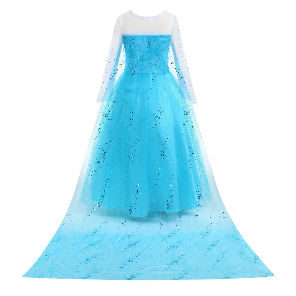 Mädchen Blaues Eis-Glitzer-Prinzessinnenkleid mit Pailletten und Netzstoff für Halloween, Geburtstag, Karneval, Kinder-Cosplay-Party-Outfit – Detail 7