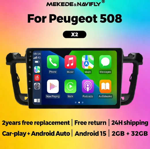 

Автомагнитола MEKEDE Android 15, 2 DIN, с GPS-навигацией и CarPlay для Peugeot 508 (2011-2018), мультимедийный плеер с RDS