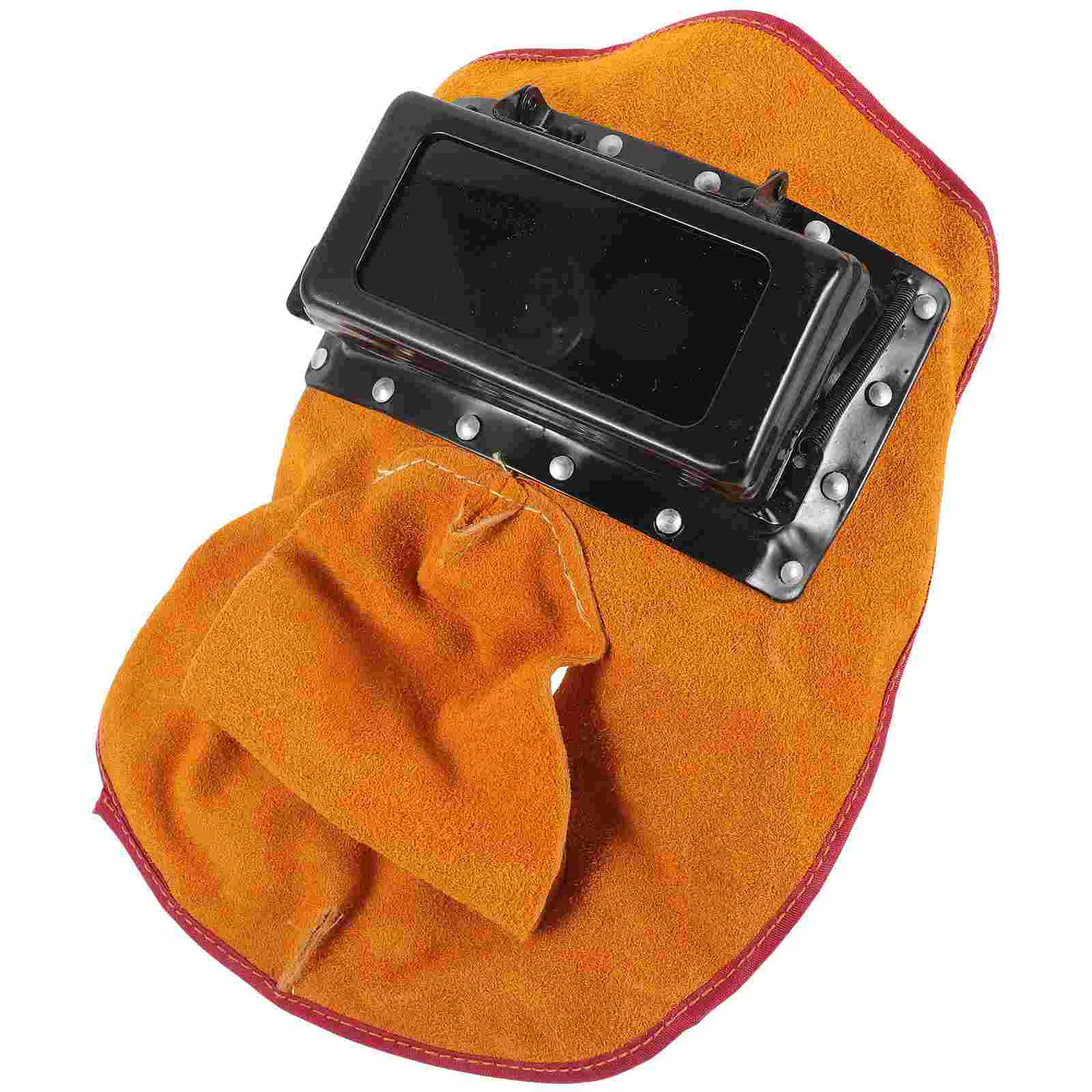 Welding Mask Adjustable Protection Clamshell Hood Headgear Cowhide Suede Man Grinding Shield with Lens
