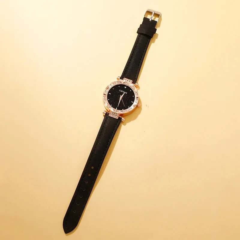 New Watch Women Fashion Casual Leather Belt Watches Simple Ladies Starry Sky Round Dial Quartz Wristwatches Dress Clock