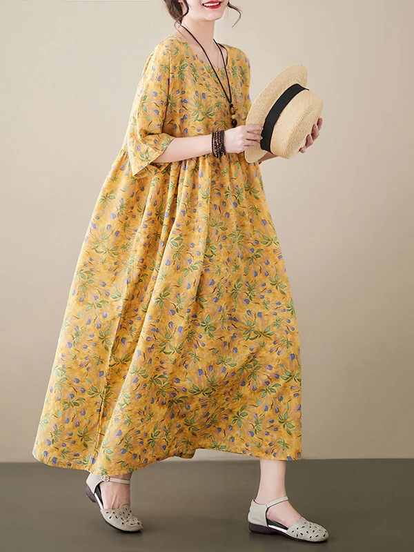 

Новинка лета: Длинное повседневное пляжное платье А-силуэта с круглым вырезом и коротким рукавом в стиле кантри