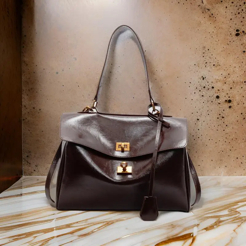 

Роскошная большая сумка в парижском стиле, женская большая вместительная сумка-шопер, минималистичная винтажная сумка через плечо, стильный кожаный кошелек