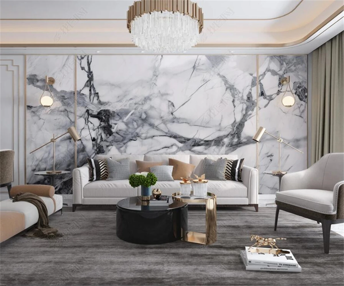 

Beibehang Индивидуальная современная новейшая текстура серо-белого мрамора с множеством материалов для обоев для спальни и гостиной