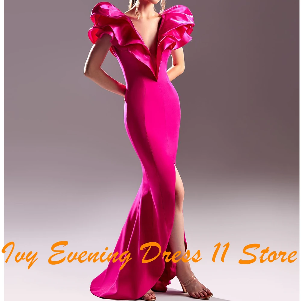 تخصيص الحديثة الجانب الشق الطيات الكشكشة الخامس الرقبة الخامس الرقبة مساء اللباس مزاجه حورية البحر بلون عارية الذراعين حزب ثوب