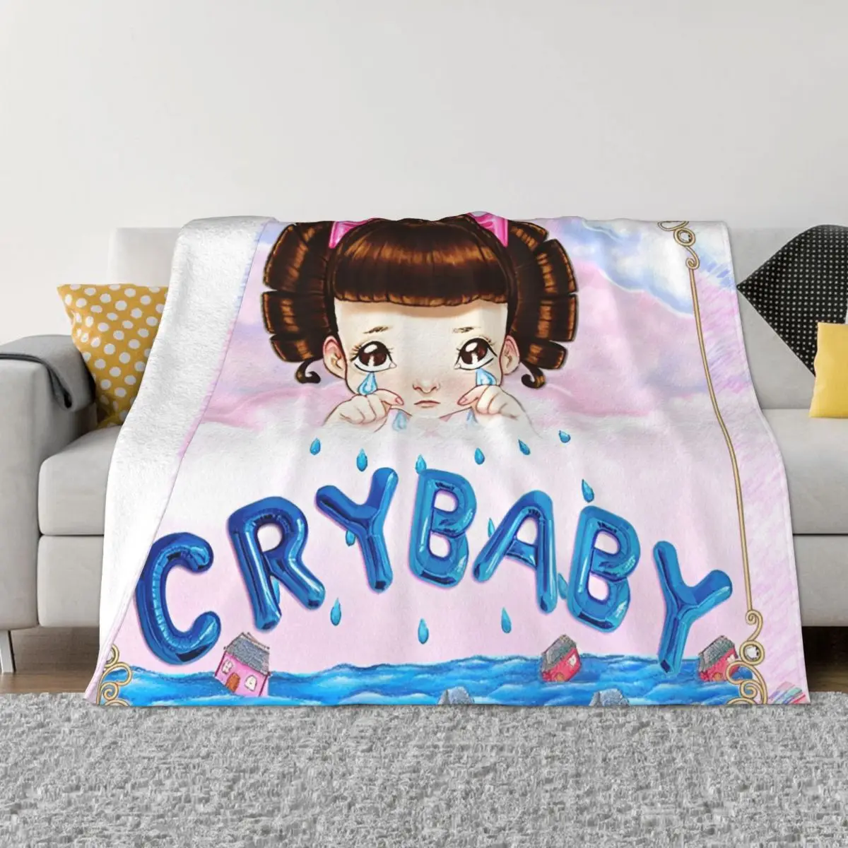 Melanie Martinez Crying Child Coral Fleece Plush Throw Blanket Cute Girl Blankets for Bedding Office Soft Quilt