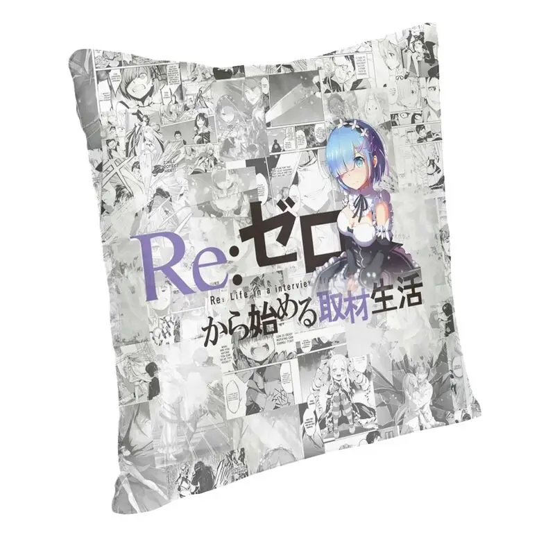 Re Zero Cushion Cover Double Side Print Adventure Anime Manga Floor Pillow Case for Living Room Custom Pillowcase Decoration