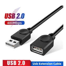 Kabel przedłużający USB 2.0 kabel męski na żeński czarny kabel przedłużający 1.5m 3m 5m Mini przedłużacz USB do Smart TV