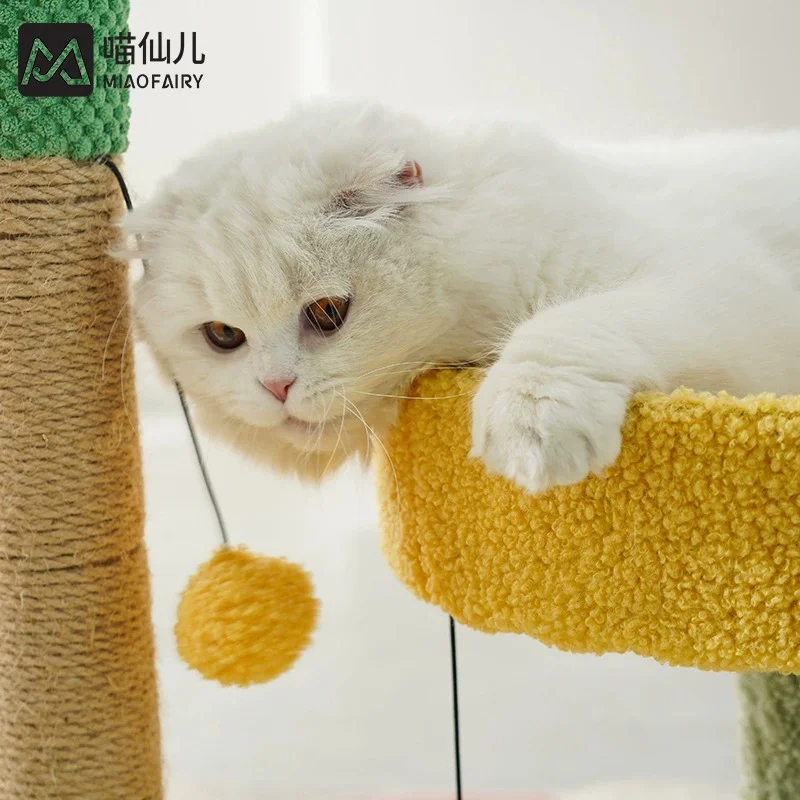 Sisal Cat Tree Cactus Style Cat Tower Kitten Climbing Frame Cute Funny Jumping Platform Sisal Cat Scratching Post Pet Supplies