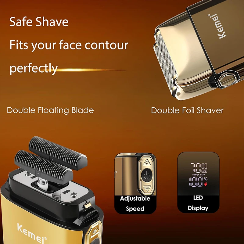 Kemei KM-TX10 T9 Hair Trimmer Electric Razor Foil Shavers Professional Beard Trimmer for Men Grooming Kit Barber Clippers