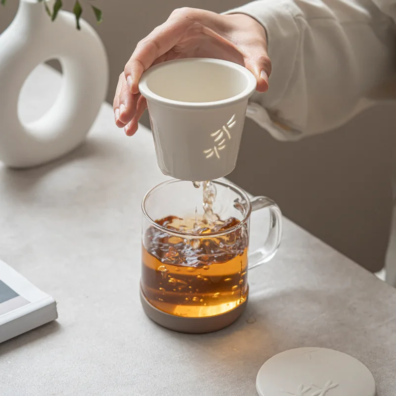 350 ml dragonfly tea cup tea cup can be brewed at any time glass tea ceremony cup large capacity tea leakage filter cup