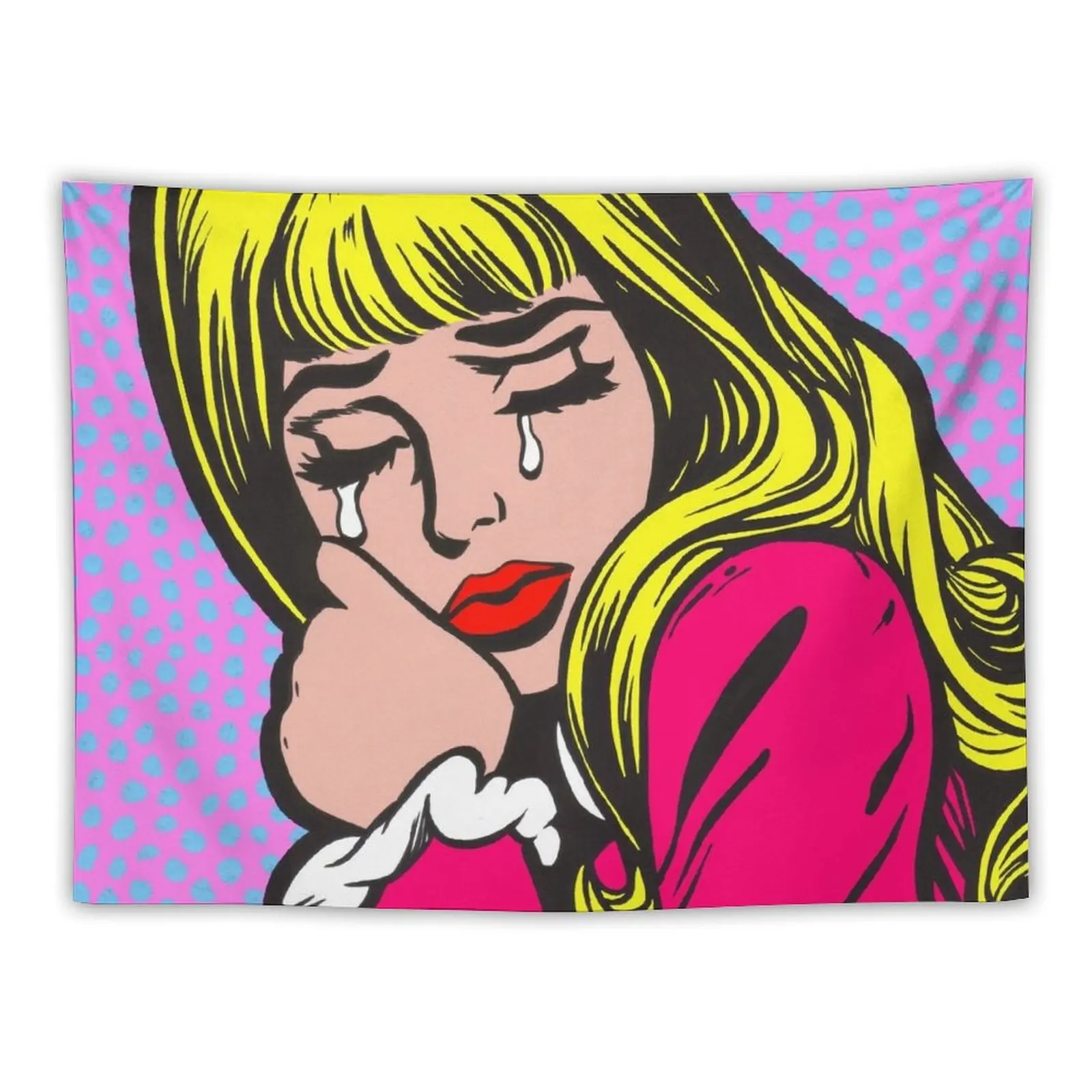 

Blonde Bangs Crying Comic Girl Tapestry Wallpaper Art Mural Wall Tapestries Tapestry