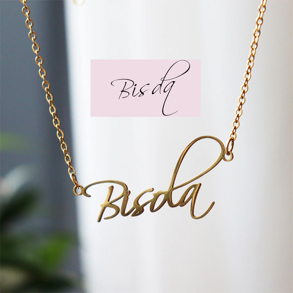 

Custom Name Necklace Personalized Cursive Letter Necklaces For Women Stainless steel Jewelry Choker Valentine's Day Gift