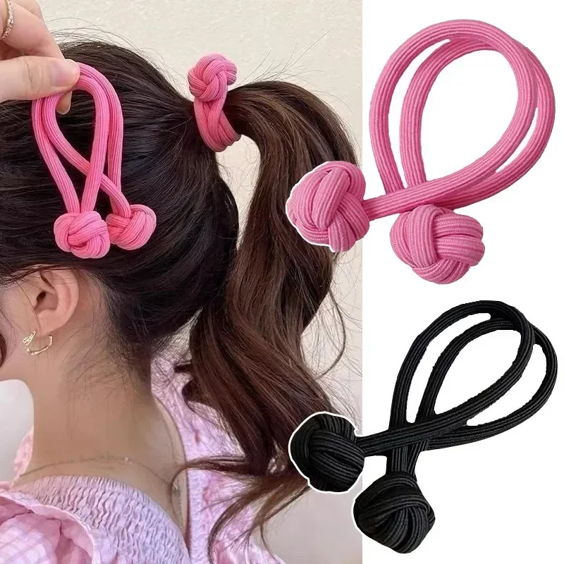 Knotted Head Rope High Horsetail Solid Color Ponytail Elastic Rubber Bands Tie Fashion Durable New Design Women Hair Accessories