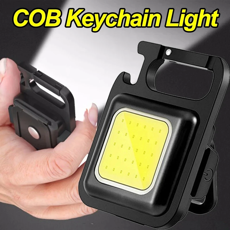 

1-8PCS Mini USB Flashlight Rechargeable Flashlight COB Work Light LED Keychains For Outdoor Emergency Camping Corkscrew Fishing