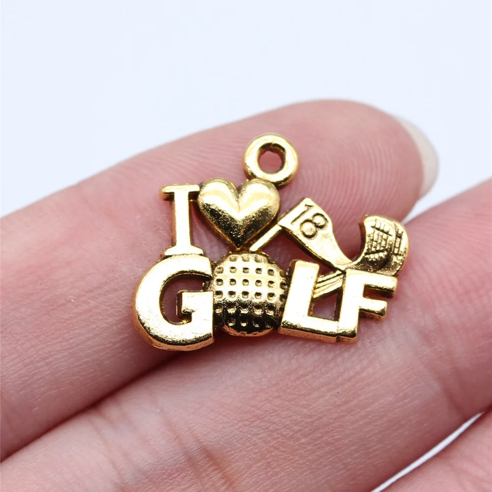 Dijes de Golf I Love, componentes para hacer joyas, 20 unidades por lote