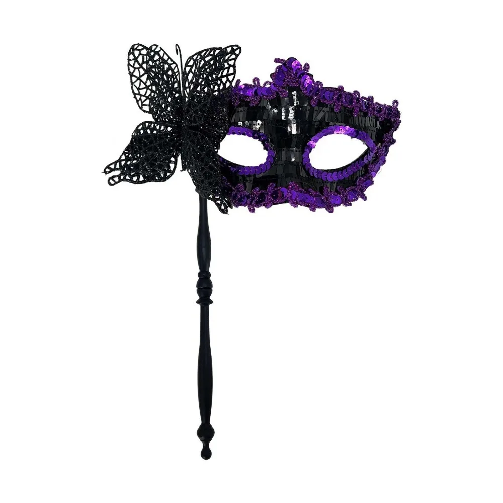 Half Face Butterfly Masquerade Mask Lightweight Elegant Butterfly Hand Hold Mask Side Flower Decorative Masquerade Mask Costume