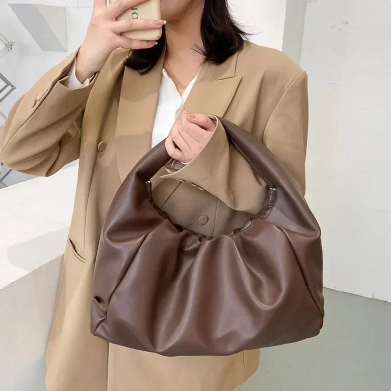 Top Handle Bags for Women Genuine Soft Leather Hand Bag Female New Clutch Purses Ladies Dumpling Shoulder Bag Large Pouch