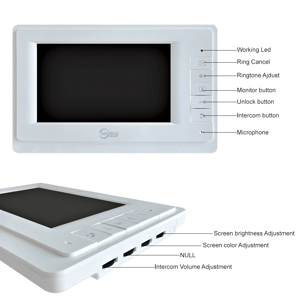 Anjielosmart-Wired Video Intercom com câmera, campainha à prova d'água, apartamento Security Protection, residencial privada, 7"