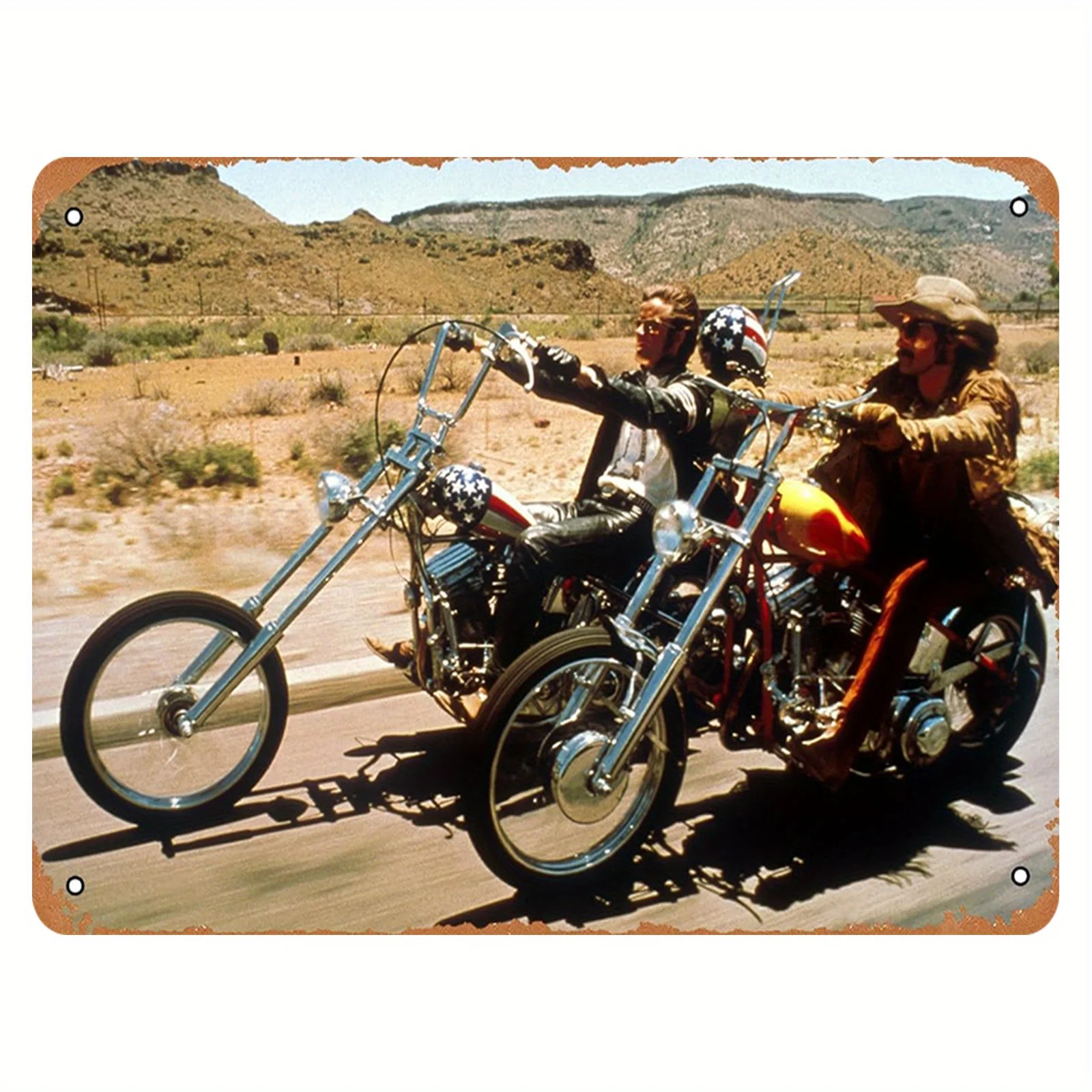 Easy Rider Vintage Chopper Motorcycle Metal Tin Sign, Retro Classic Movie Easy Rider Wall Art Decor, Rustic Biker Chopper Plaque