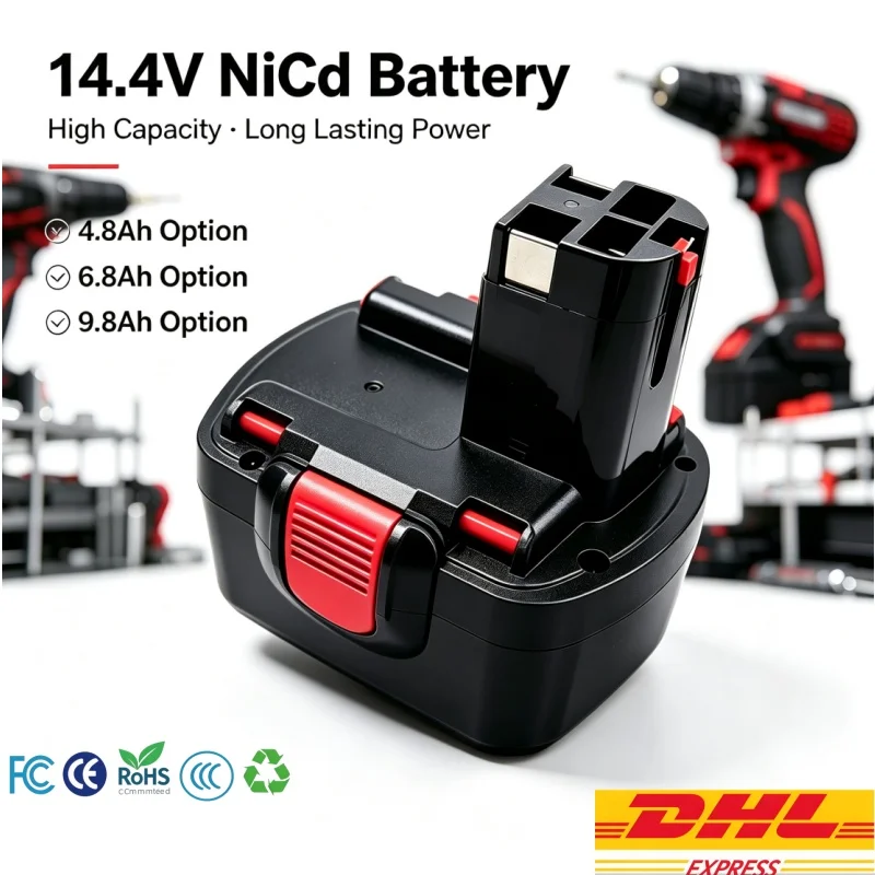 BAT038 BAT140 PSR 14.4VE‑2 Power Tool Battery, 14.4V 4.8/6.8/9.8Ah Ni‑Cd Pack With Stable Performance