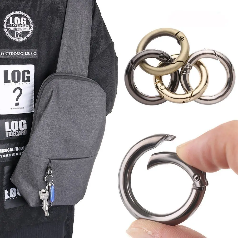 

High Quality Zinc Alloy Spring Ring Clasp Round Lightweight Plated Gate Buckle Purses Handbags Carabiner Bag Accessories