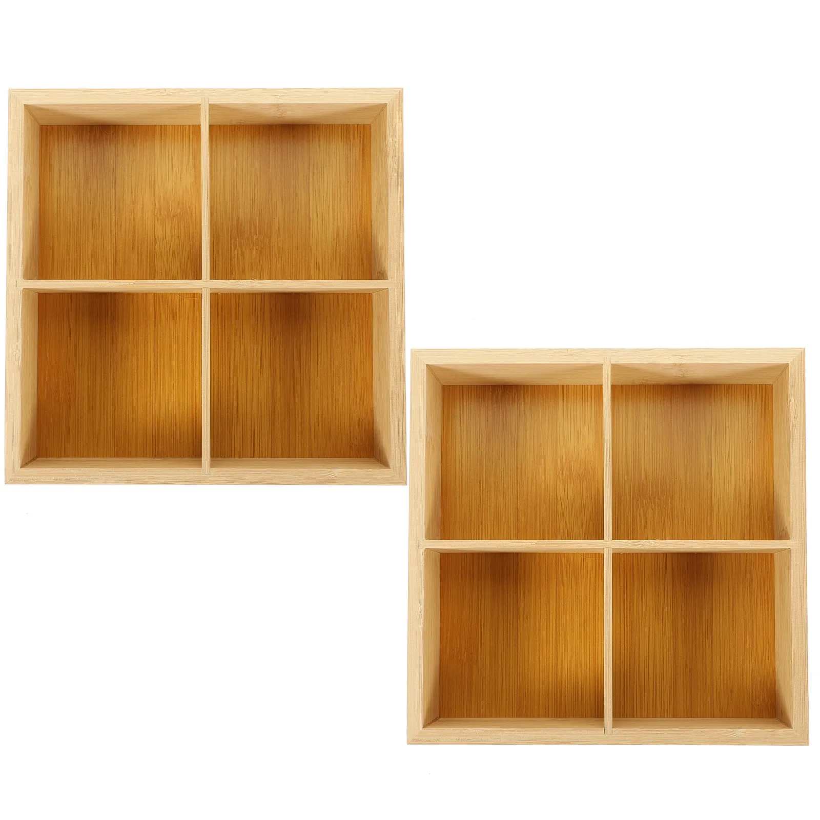 

2 Pcs Solid Wood H held Box 20x20x5 cm Dry Fruit Case Snack Tray Storage Compartment Food Serving Wooden Desktop