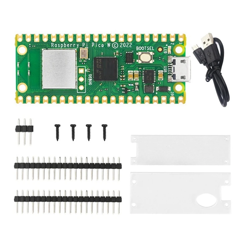 For Raspberry Pi Pico W Wireless Wifi RP2040 Microcontroller Board With Acrylic Case GPIO Header