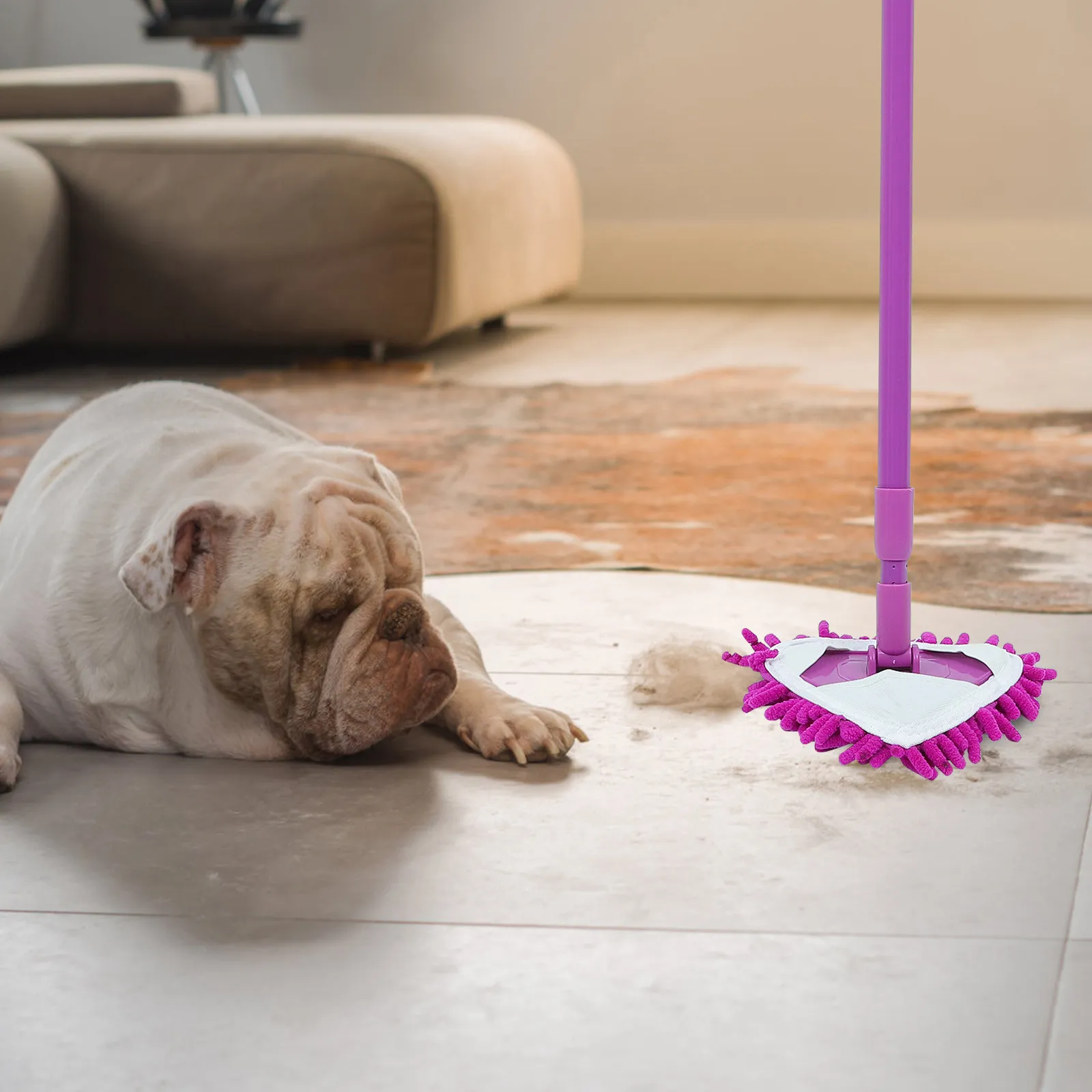 Triangular Cleaning Mop Retractable Telescopic Rod Soft Chenille Head for Home Floor Glass Window Bath Toilet Cleaning
