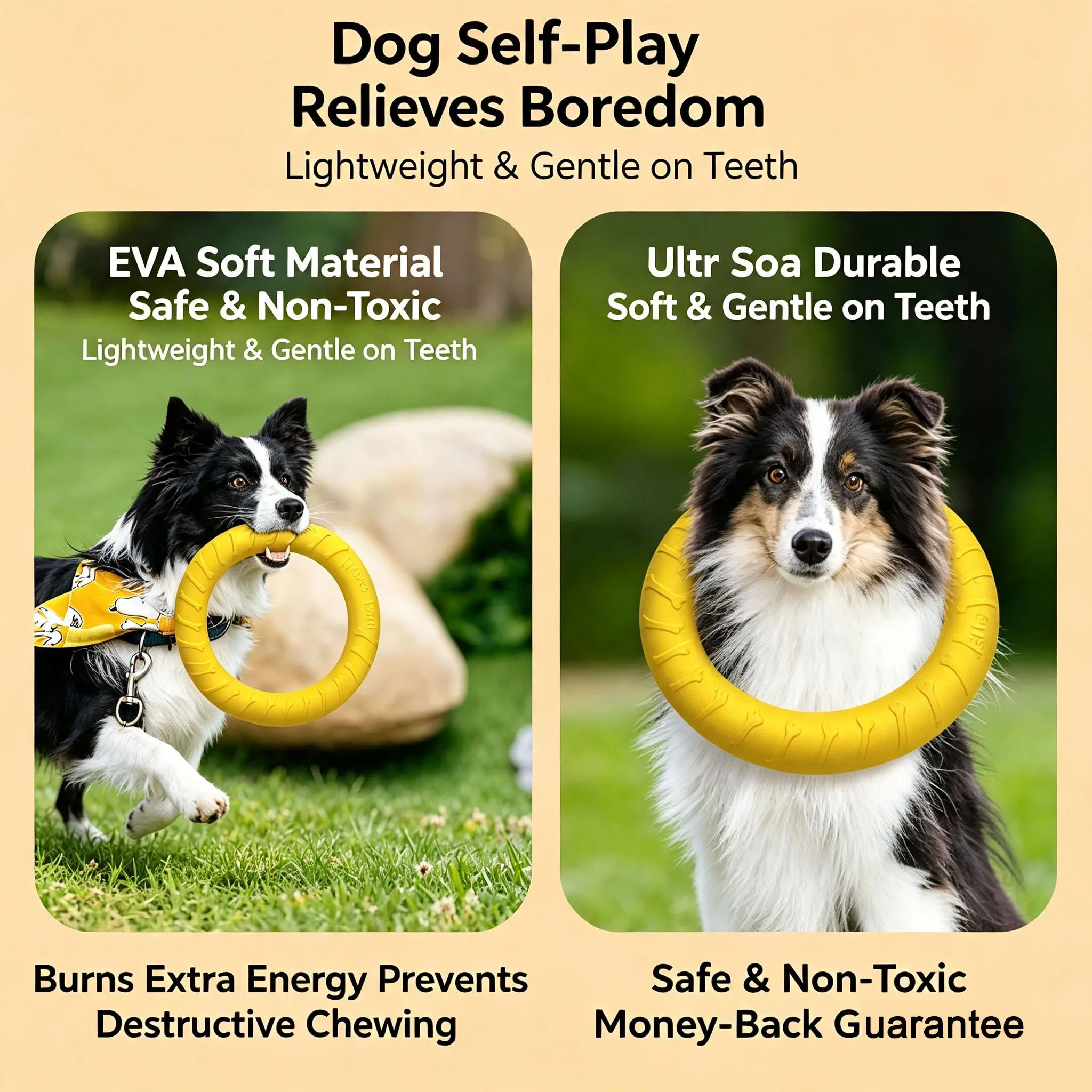 Hunde-Ringspielzeug, Unzerstörbare Kau- und Flugspielzeuge, Trainingshilfen für Kleine, Mittlere und Große Hunde zum Werfen und Fangen – Detail 3