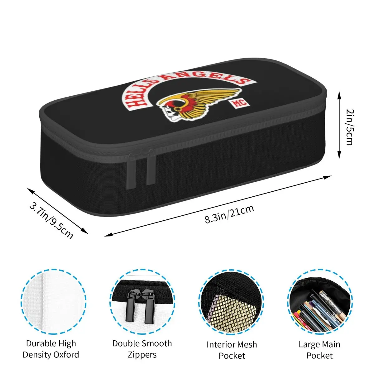 Hells Angels Logo Pencil Cases Large Storage Pen Bags Pen Box Pencil Pouch For Boys Girls Students Stationery School Office