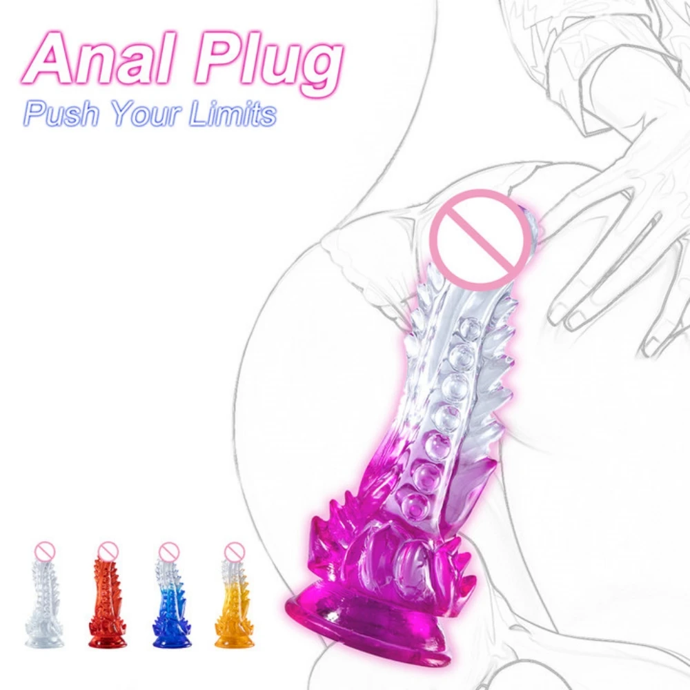 Crystal Jelly Huge spike Anal Butt Plug Dildo Realistic Penis Butt Sexy Toys For Couples Vagina Anal Women\'s Dildos sex tool