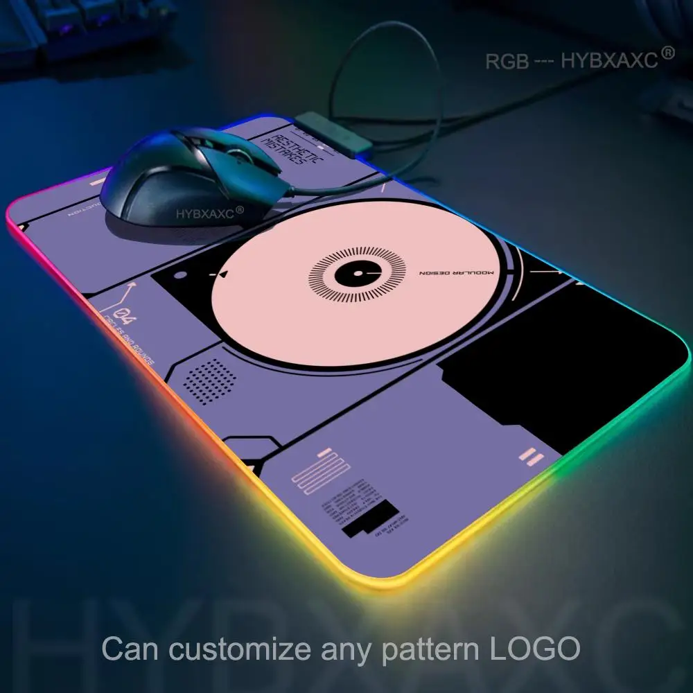 HYBXAXC Retro Style Mouse Pad RGB Gaming Mouse Pad Desk Mat HD Gamer Large LED Light XXL Recorder Gaming record RGB Mouse Pad