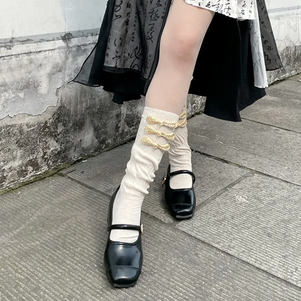 Elastic Chinese Style Frog Tube Socks Cotton Streetwear Lolita JK Stockings All Match Hosiery Mid Tube Socks Girls