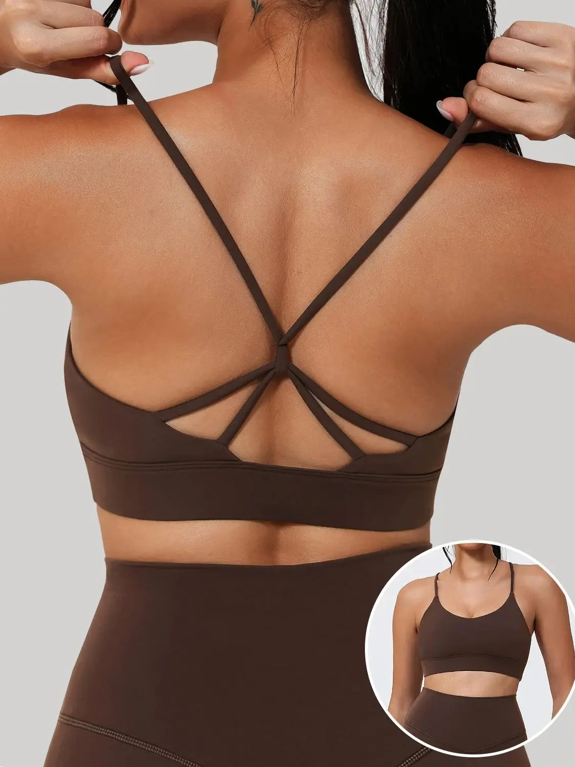 

Women's Racerback Sports Bra With Pads Breathable Yoga Workout Top High Support Gym Running Vest Female Fitness Sportswear