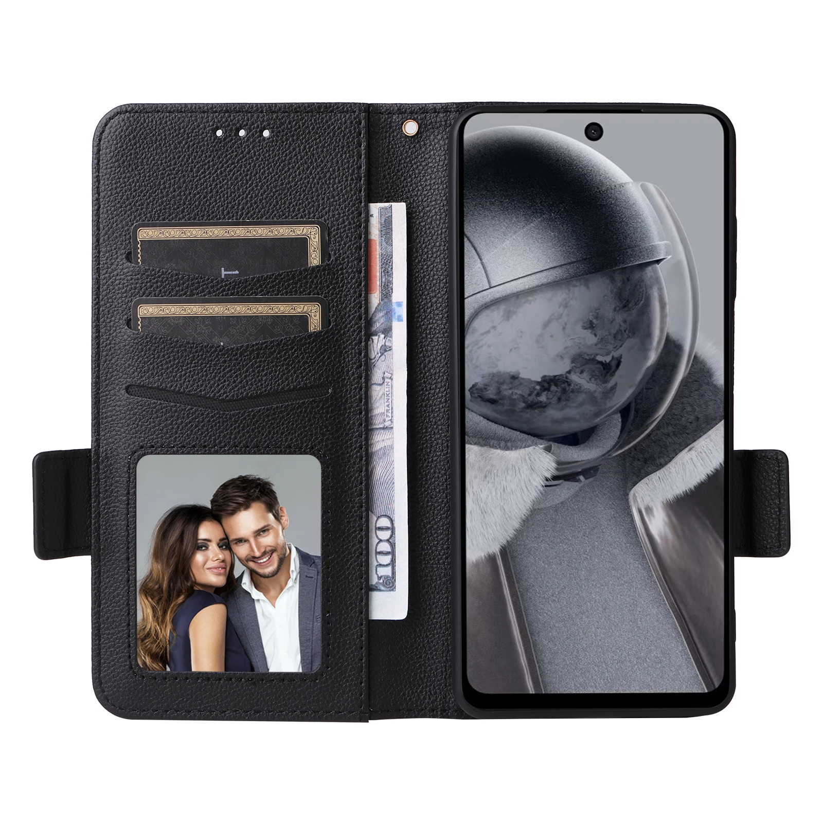 Card Slot Wallet Cover For Nokia HMD Pulse+ Plus Pro Magnetic Flip Leather Side Button Lychee Pattern Fall Prevention Phone Case