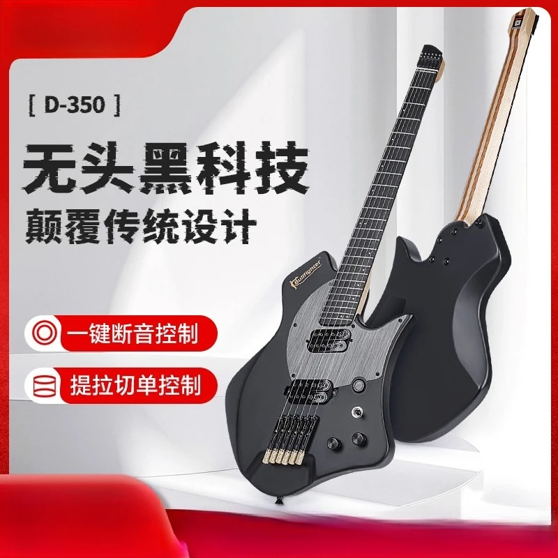 High-End Headless Electric Guitar D-350 Rock Student Portable Pick-Up Single Note