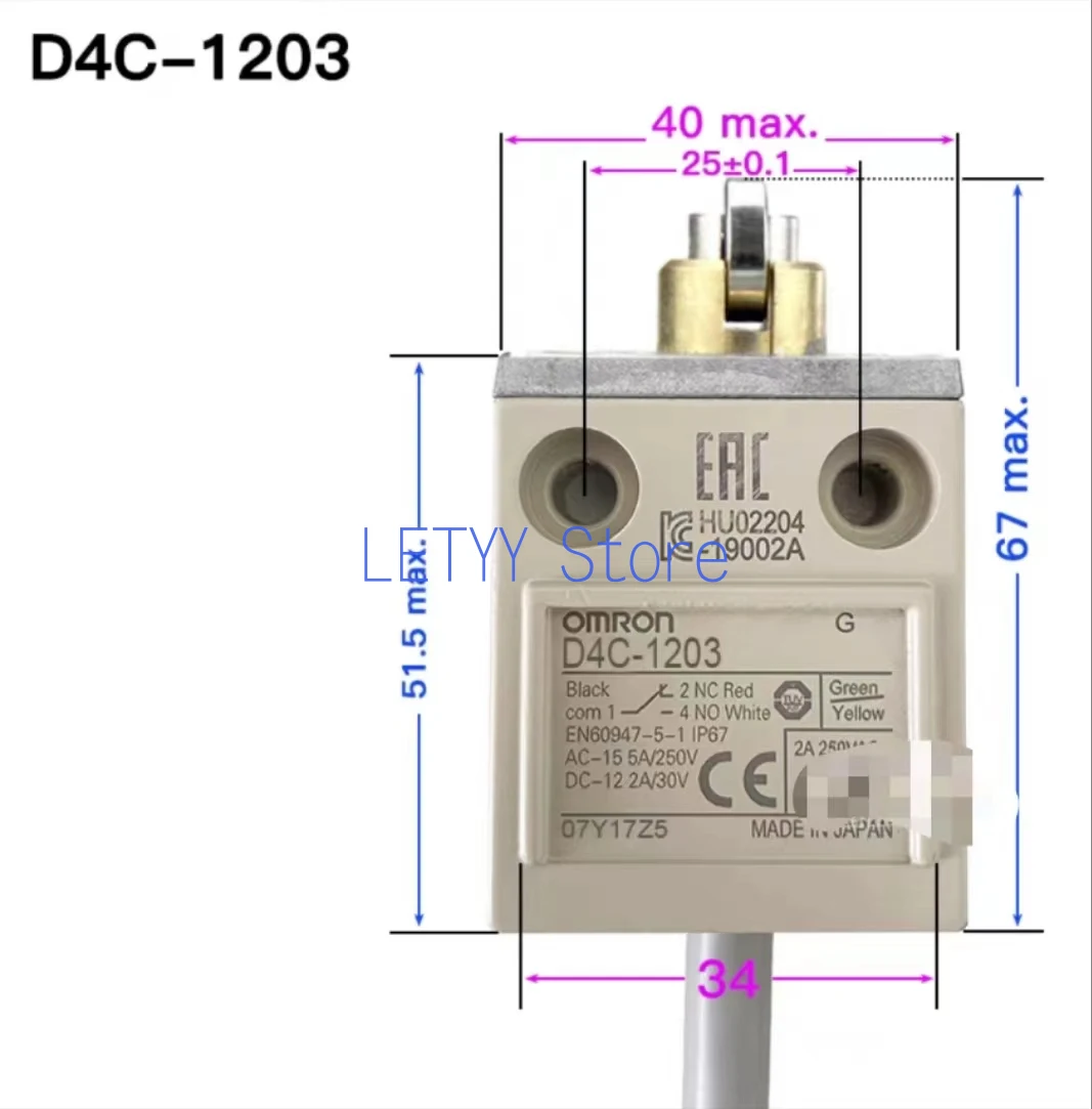Interruptor impermeável do curso de limite D4C-1232 1202 1220 1227P 1229P 3224