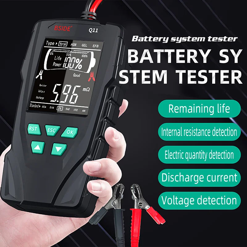 Probador de sistema de batería, instrumento de medición de resistencia interna, capacidad de batería de 12V/24V, corriente de descarga de voltaje