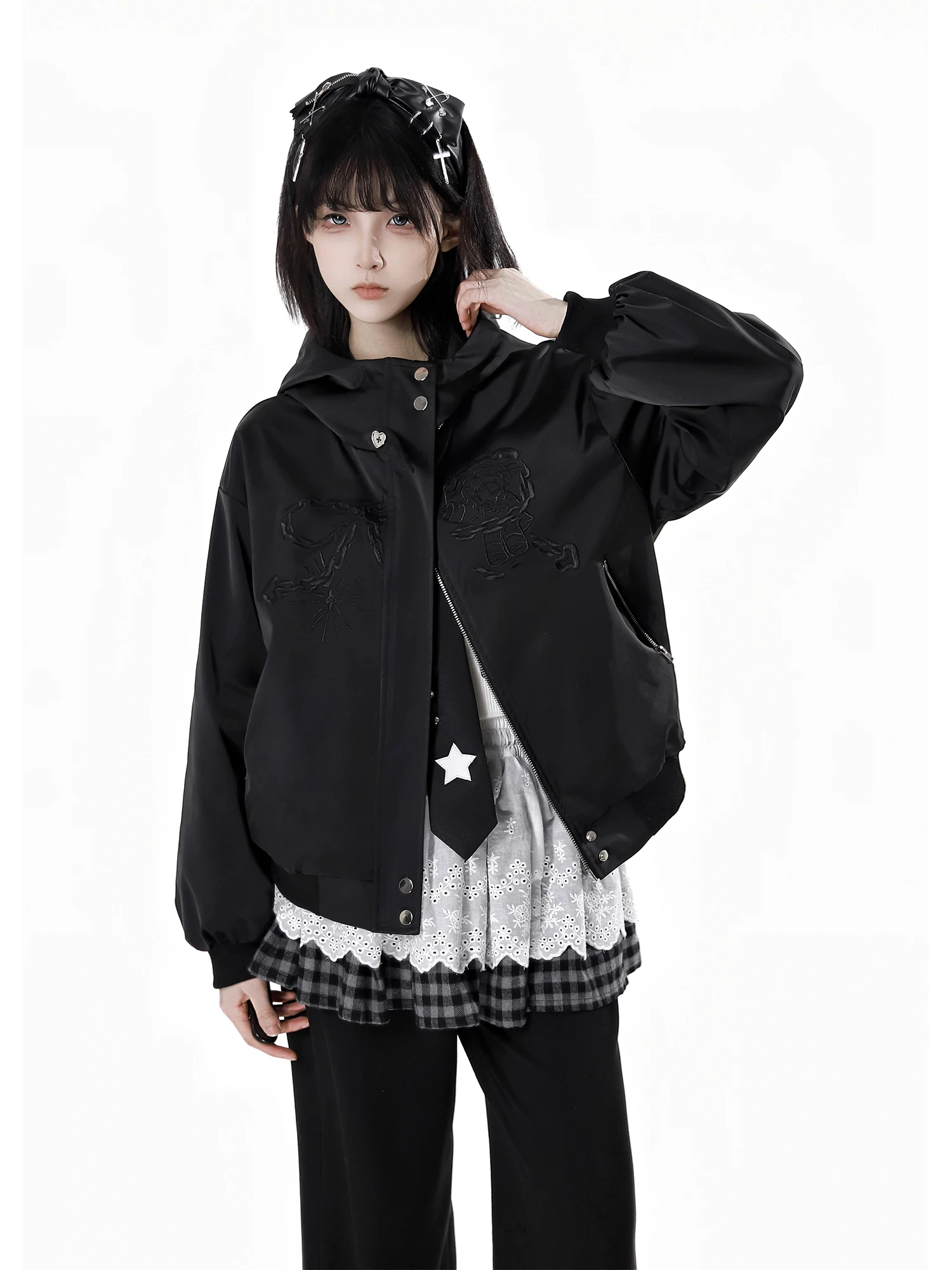 Original Design Student Y2K Sportswear Autumn New Girl's Sweet Cool Loose Slim Sweet Cool Hooded Jacket Sweaters Pants Skirt Set