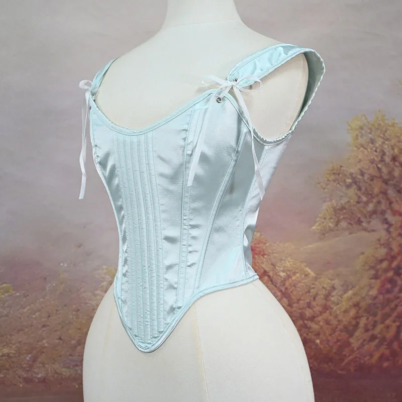 

Sexy Mint Green Overbust Corset Top Off Shoulder Lace Up Bustier Vintage Waist Training Elegant Blue White Corsets for Women